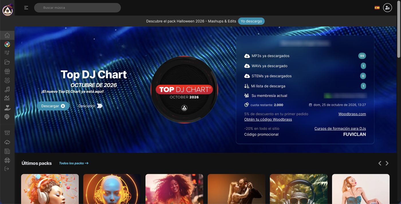 La web de Fuvi Clan con su catálogo de música para DJ